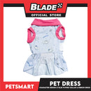 Pet Dress Character Design Light Blue with Pink Collar and Ribbon Color Design, Small Size (DG-CTN201S)