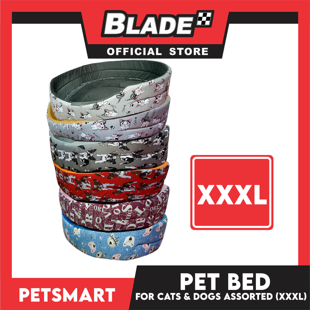 Pet Bed Soft and Comfortable Sleeping XXXL (Assorted Colors and Designs) for Cats and Dogs