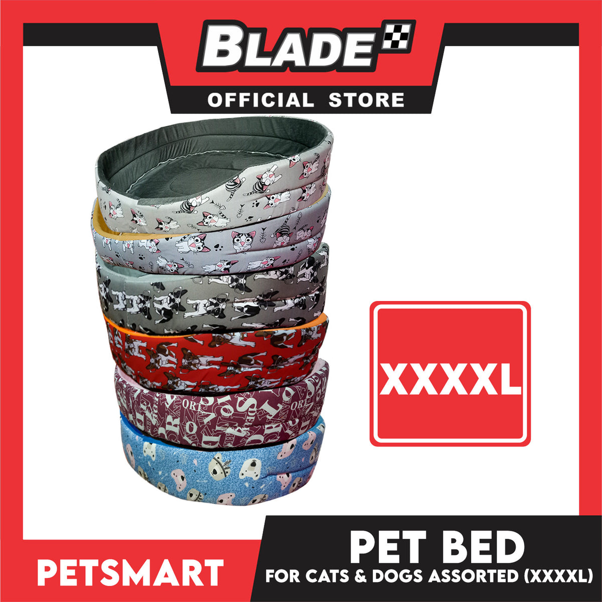 Pet Bed Soft and Comfortable Sleeping XXXXL (Assorted Colors and Designs) for Cats and Dogs