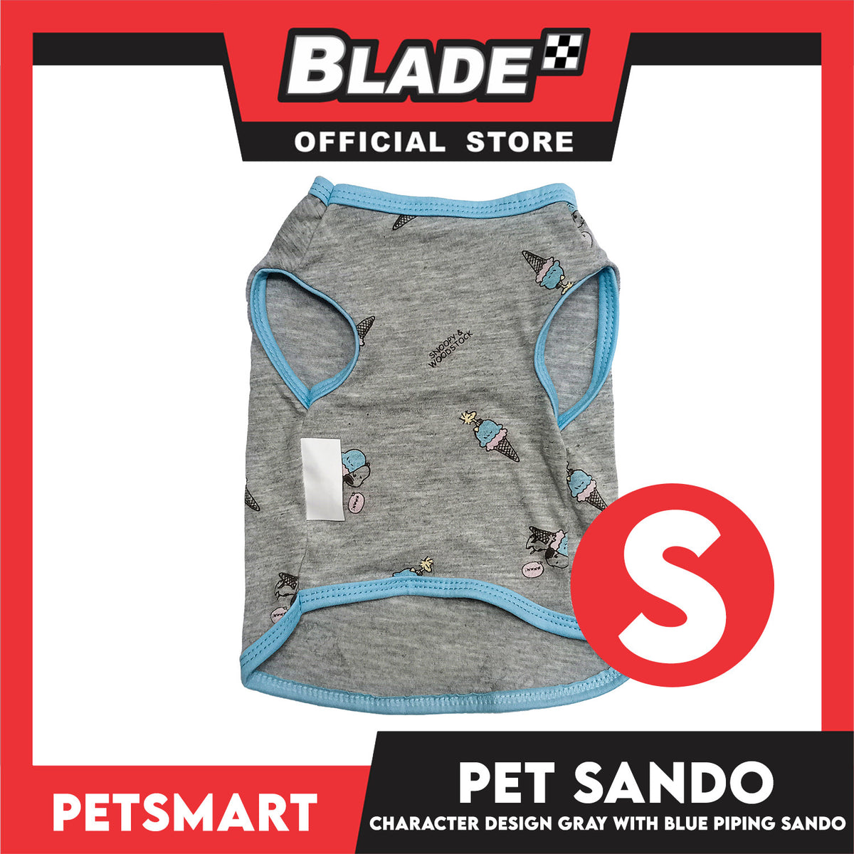 Pet Sando Character Design Gray with Blue Piping Color, Small Size (DG-CTN209S)