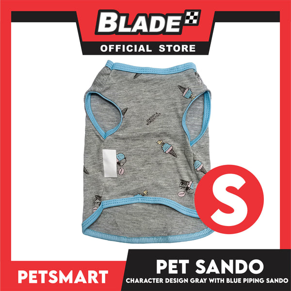Pet Sando Character Design Gray with Blue Piping Color, Small Size (DG-CTN209S)
