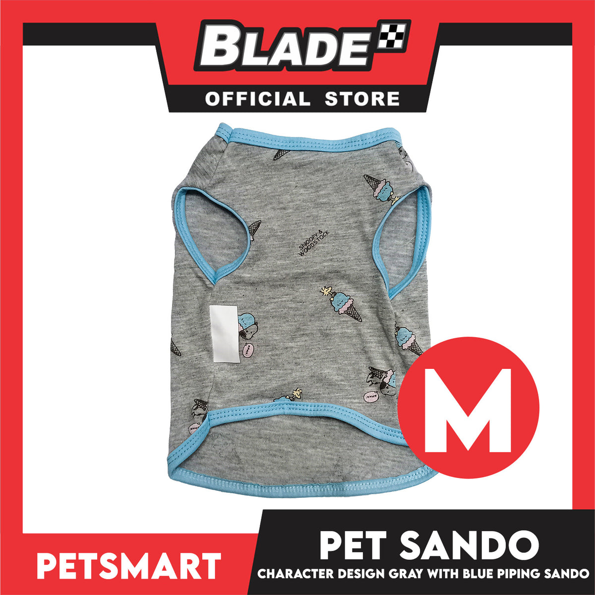 Pet Sando Character Design Gray with Blue Piping Color, Medium Size (DG-CTN209M)