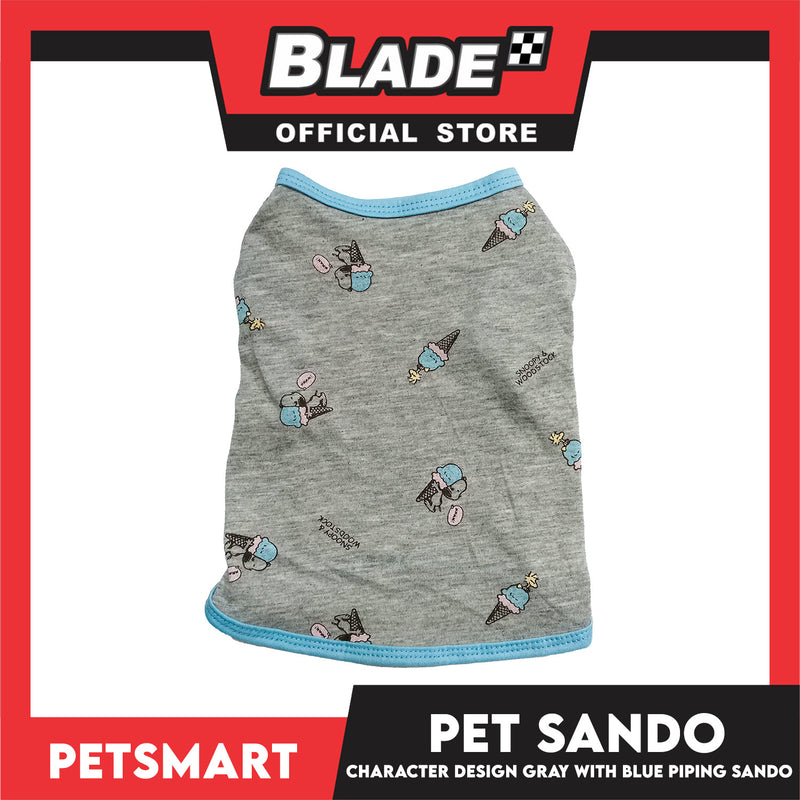 Pet Sando Character Design Gray with Blue Piping Color, Medium Size (DG-CTN209M)