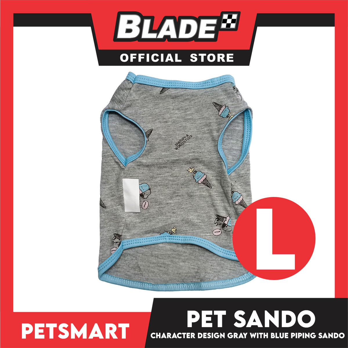 Pet Sando Character Design Gray with Blue Piping Color, Large Size (DG-CTN209L)