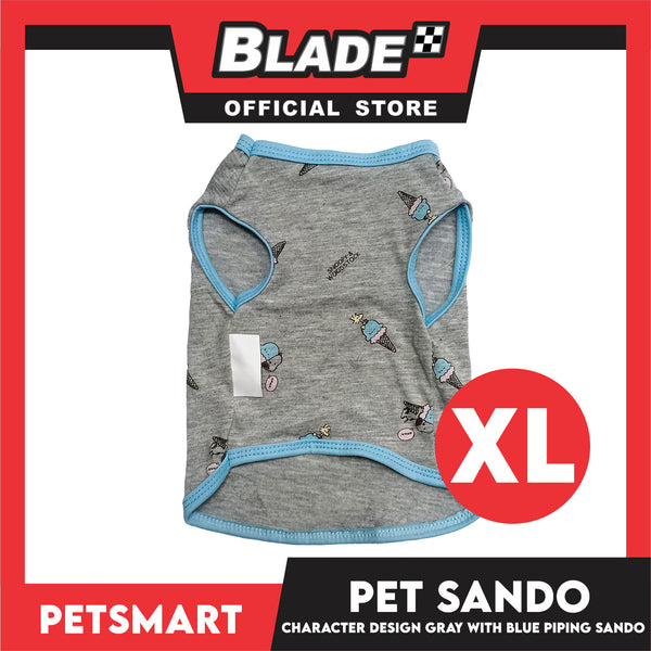 Pet Sando Character Design Gray with Blue Piping Color, XL Size (DG-CTN209XL)