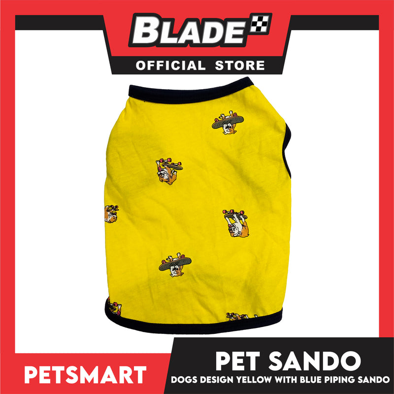 Pet Sando Yellow with Blue Piping Sando, Medium Size (DG-CTN207M)