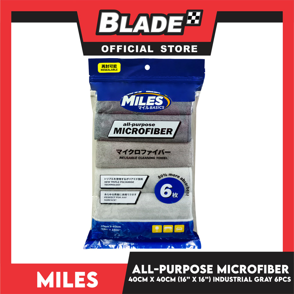 Miles Basics All-Purpose Microfiber Cloth 6pcs 40cm x 40cm (Industrial ...