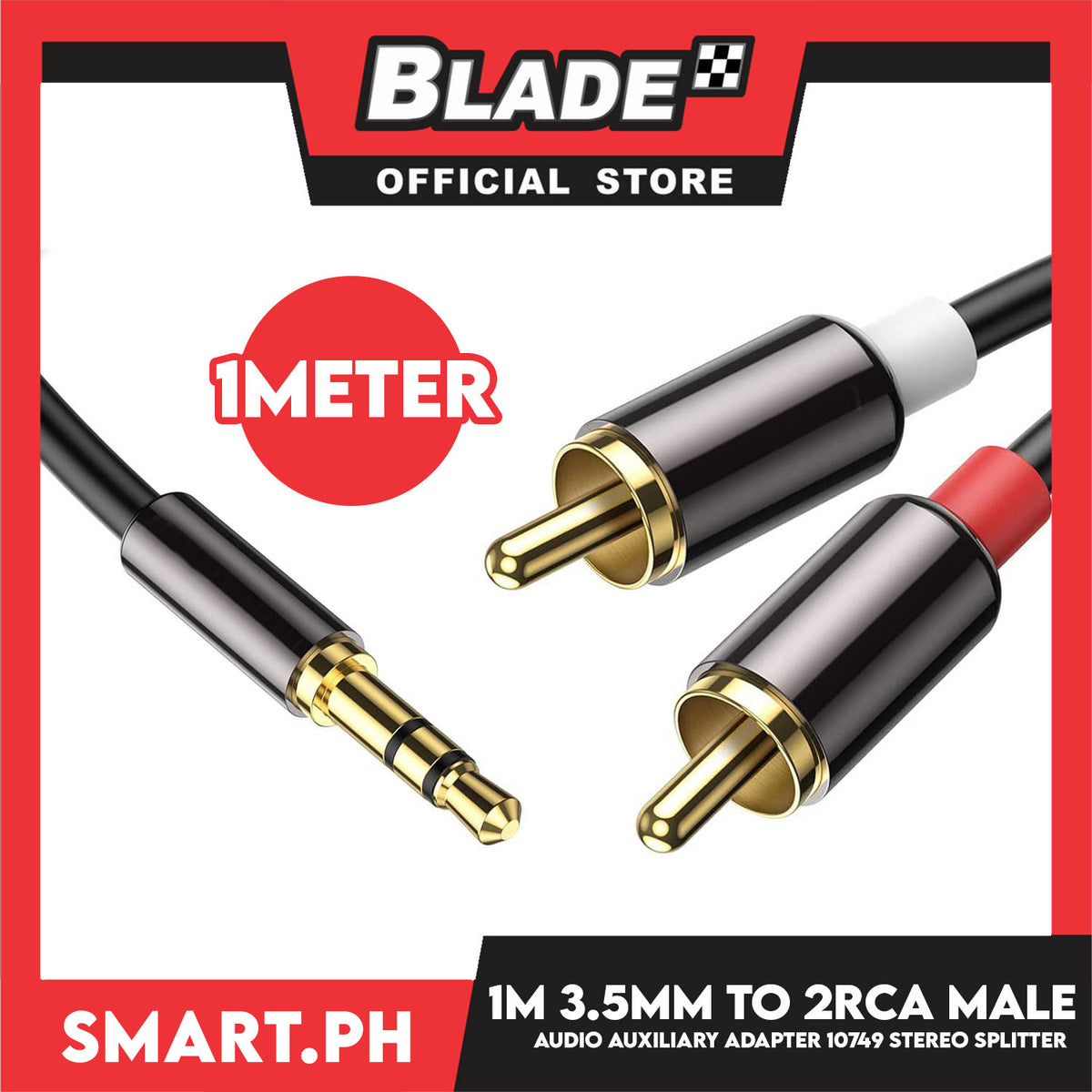 1 Meter 3.5mm to 2RCA Audio Auxiliary Adapter 10749 Stereo Splitter Cable AUX RCA Y Cord for Smartphone Speakers Tablet HDTV MP3 Player
