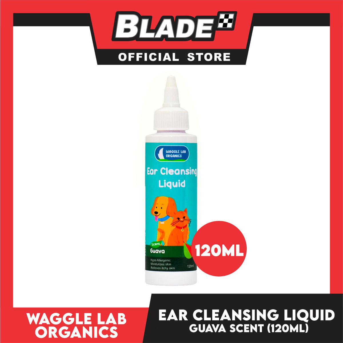 Waggle Lab Organics Ear Cleansing Liquid (Guava scent) For Cats and Dogs 120ml