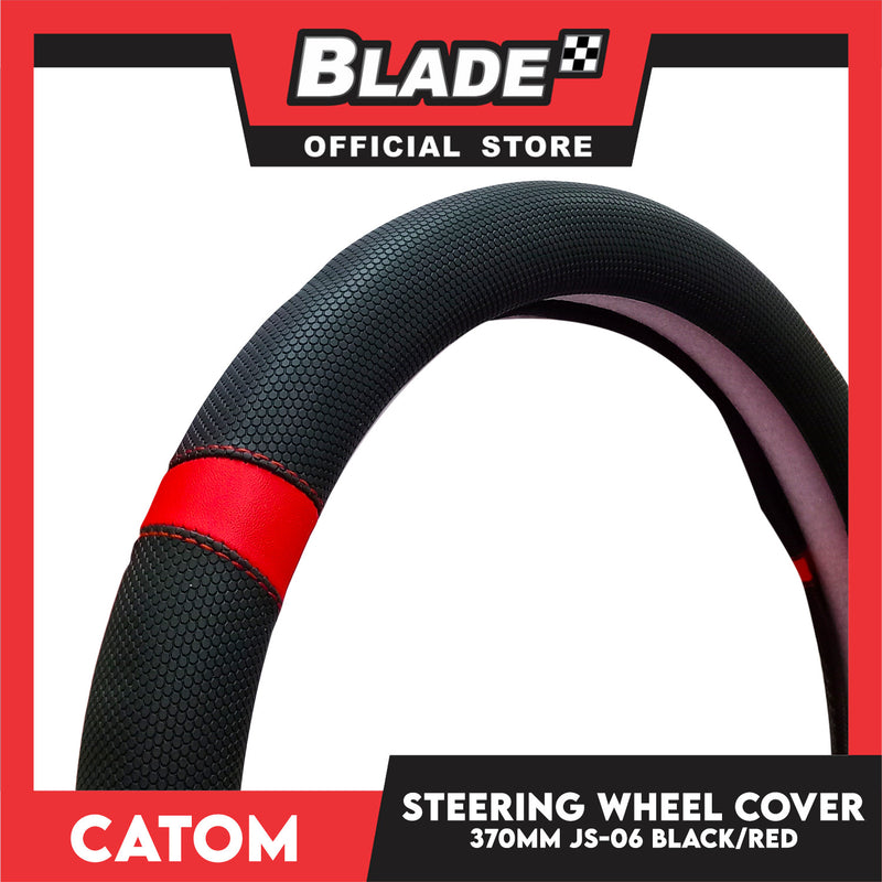 Catom Fresh Handle Grab Steering Wheel Cover 370-380mm JS-06 (Black/Red)