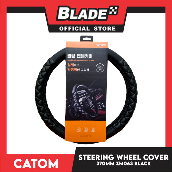 Catom Quilting Steering Wheel Cover 370-380mm BLK-ZM063 (Black)