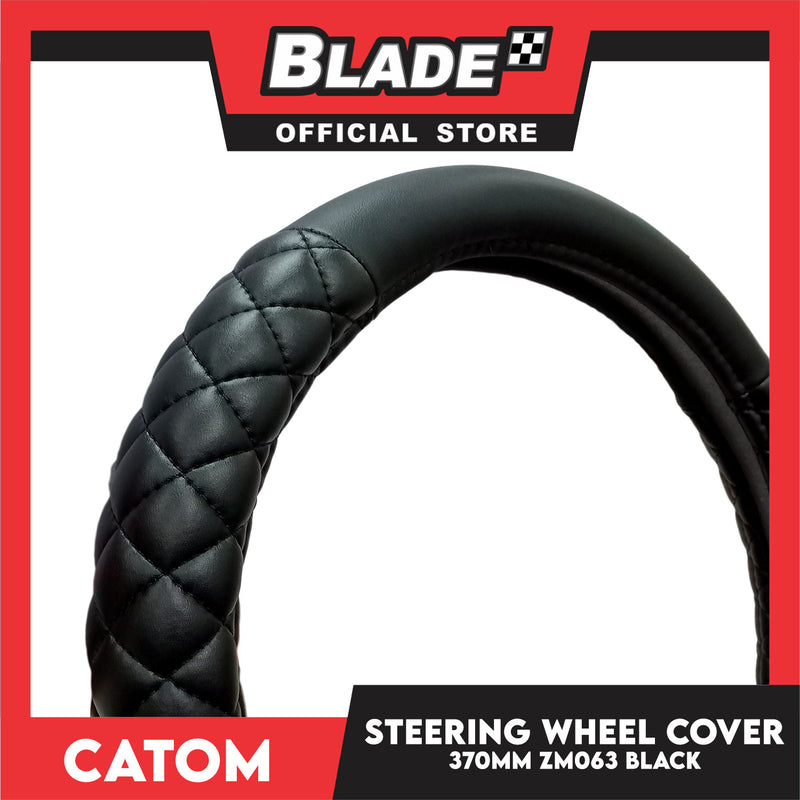 Catom Quilting Steering Wheel Cover 370-380mm BLK-ZM063 (Black)