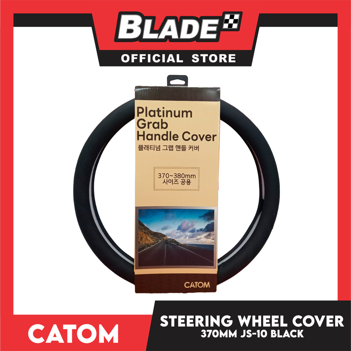 Catom Platinum Grab Steering Wheel Cover 370-380mm JS-10 (Black)