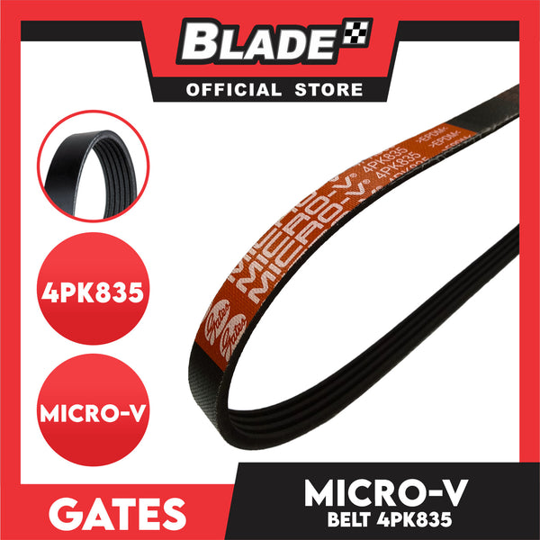 Gates Automotive Micro-V Fan Belt 4PK835 for Chevrolet, Hyundai, Kia, Nissan and Suzuki