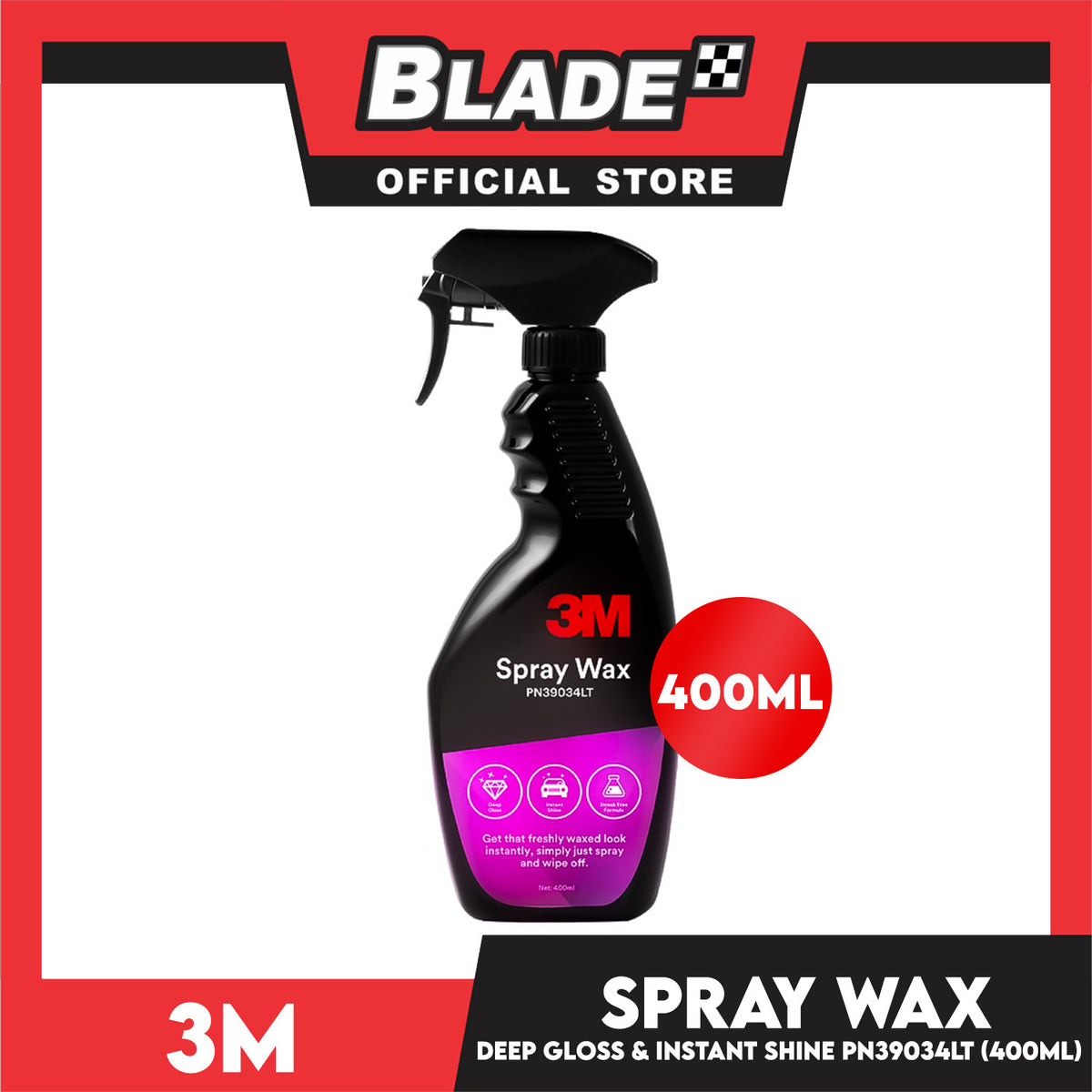 3M Automotive Car Care Spray Wax 400ml Instant Shine PV3904KT