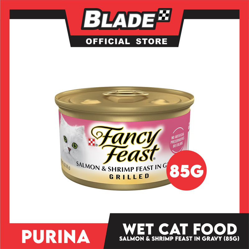 Purina Fancy Feast Grilled Salmon & Shrimp Feast in Gravy Adult Wet Cat Food In Can 85g