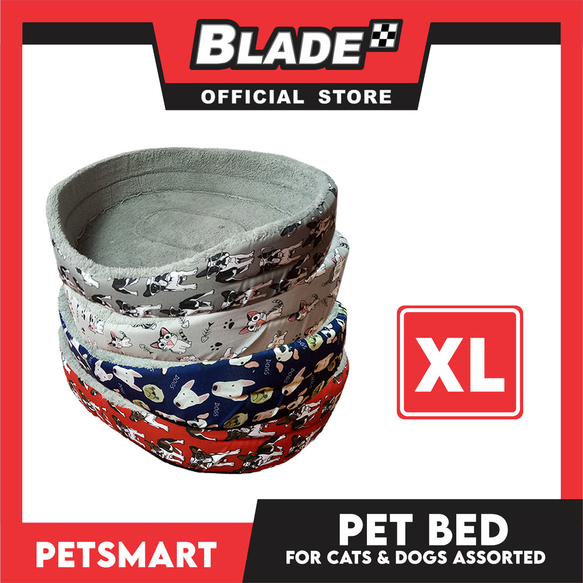 Pet Bed Soft and Comfortable Sleeping Bed XL (Assorted Colors and Designs) for Cats and Dogs
