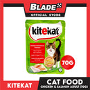 12pcs Kitekat Wet Cat Food in Pouch for Adult 70g (Chicken and Salmon)