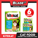 6pcs Kitekat Wet Cat Food in Pouch for Adult 70g (Chicken and Tuna)