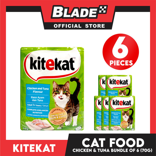 6pcs Kitekat Wet Cat Food in Pouch for Adult 70g (Chicken and Tuna)