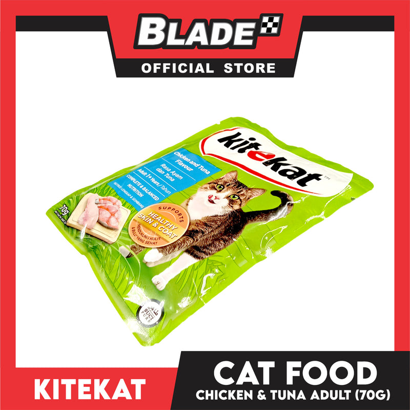 12pcs Kitekat Wet Cat Food in Pouch for Adult 70g (Chicken and Tuna)