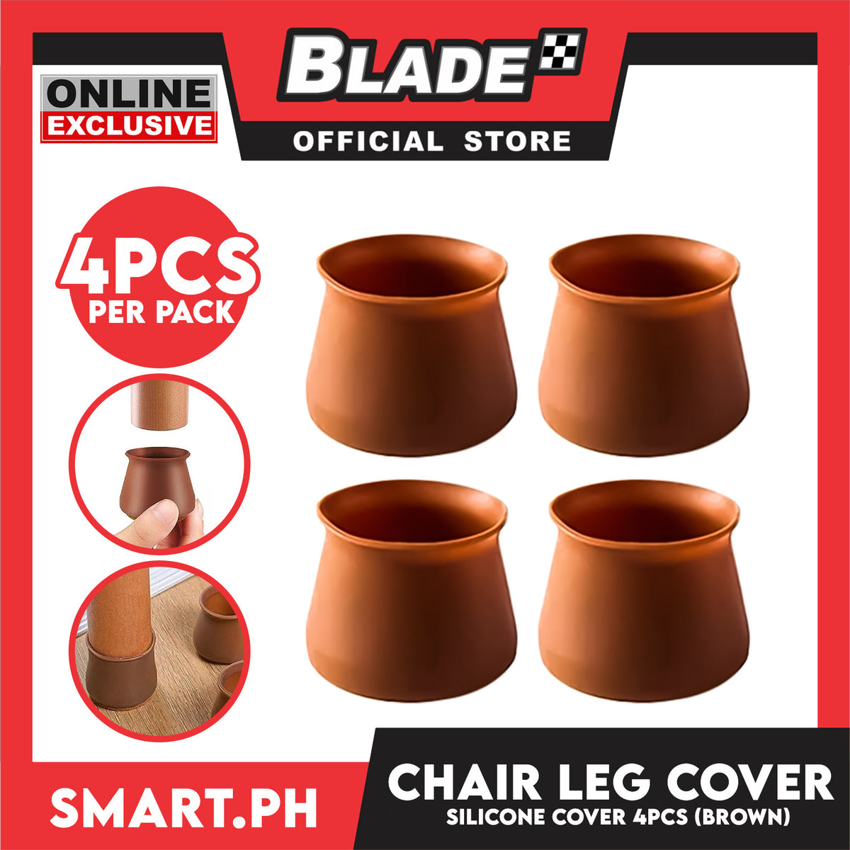 4pcs Silicone Chair Leg Cover for Floor Protector (Brown) Silicone Furniture Leg Covers