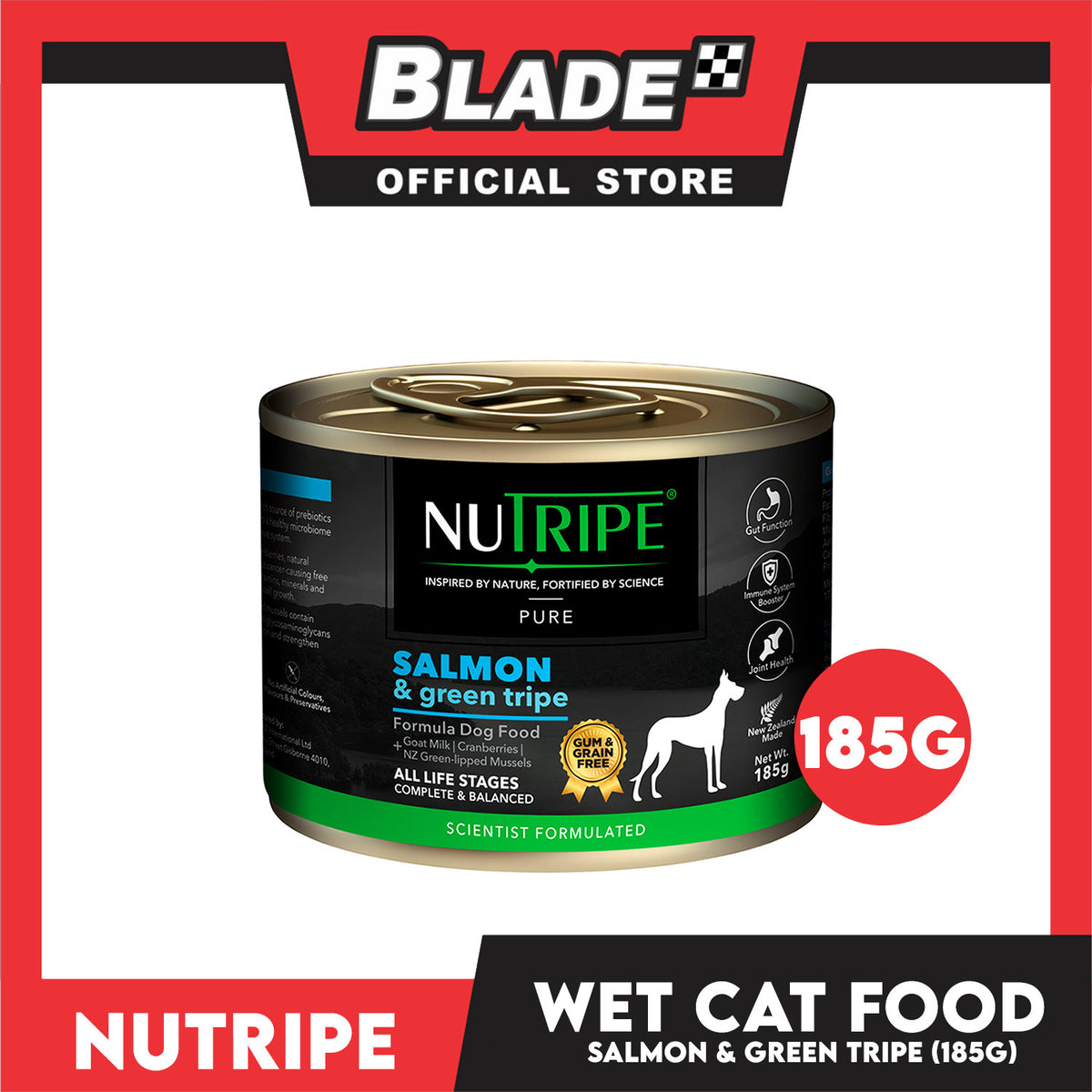 Nutripe Salmon and Green Tripe Pure (Gum-free) 185g Dog Wet Food for All Life Stages