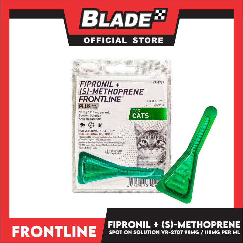 Frontline Plus For Cats 1 Pipette 0.50ml Anti Tick And Flea Spot-On Anti Itch Safe For Lactating and Pregnant Cats No Prescription Required