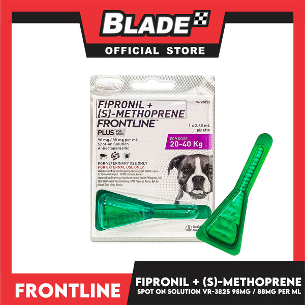 Frontline Plus For Dogs (20-40kg) 1 Pipette 2.68ml Anti Tick And Flea Spot-On Anti Itch Safe For Lactating and Pregnant Dogs No Prescription Required