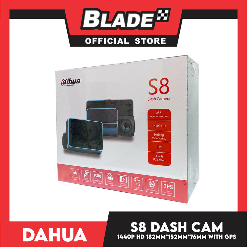 Dahua Dash Camera S8 1440p HD Dual Camera Front and Rear, G-Sensor, GPS and Parking Monitoring