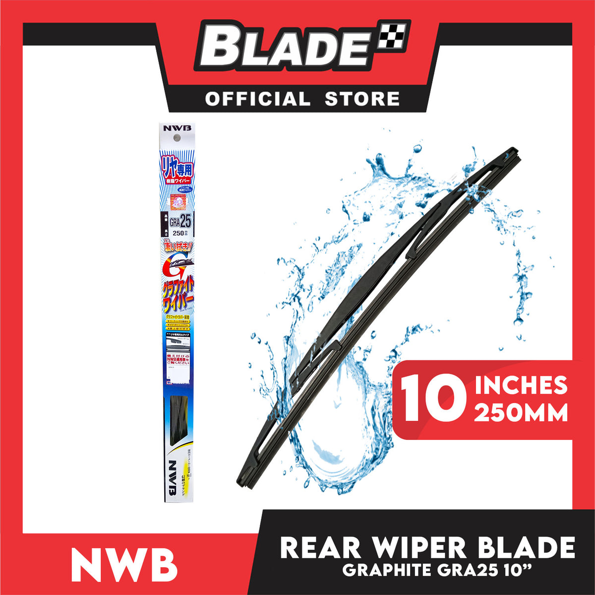 Nwb Resin Wiper Blade Graphite GRA25 10'' 250mm for Rear Window