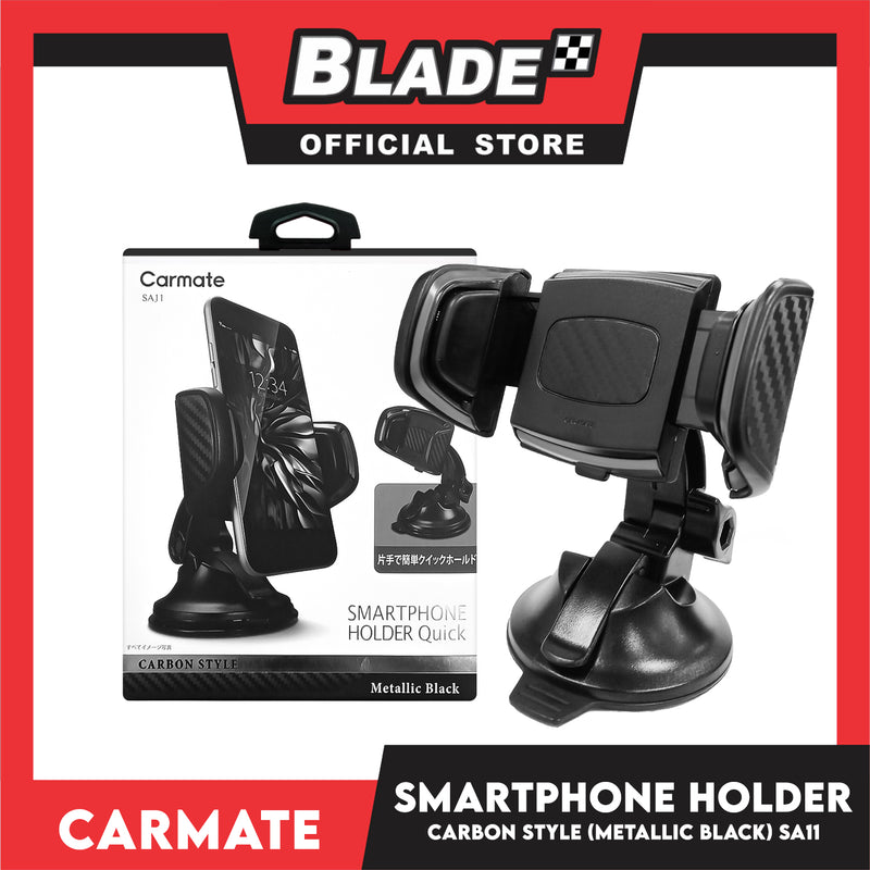 Carmate Smartphone Holder Quick Suction Cup Carbon Style Metallic Black SA11