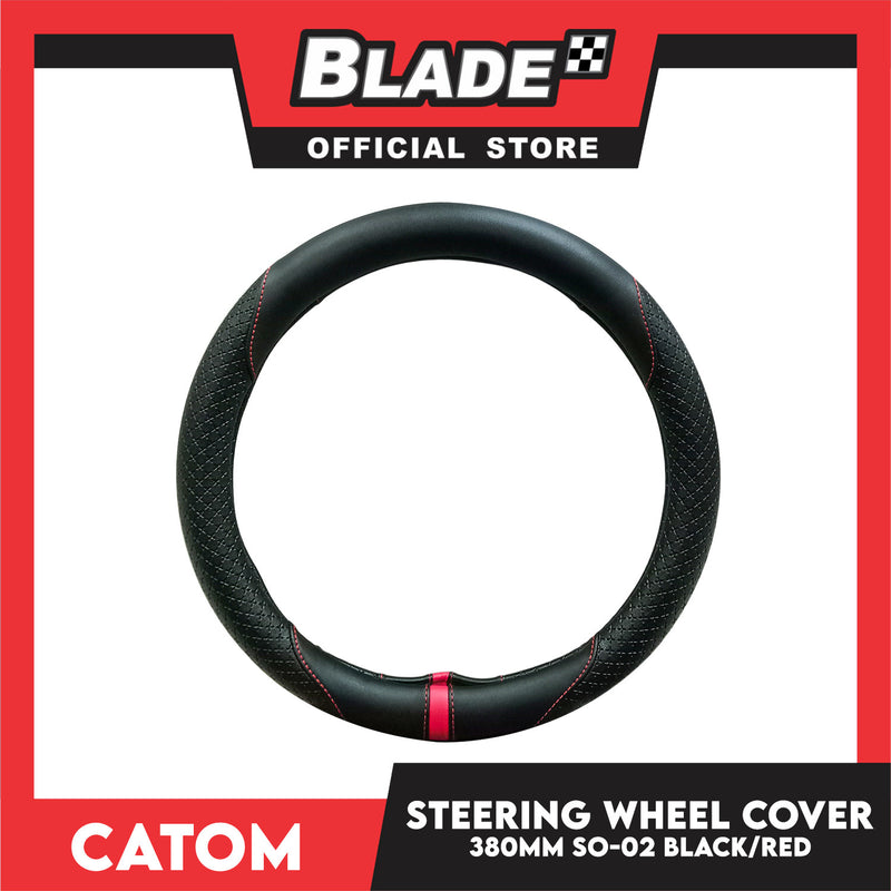 Catom Premium Grip Steering Wheel Cover Carbon 370-380mm SO-02 (Black/Red)