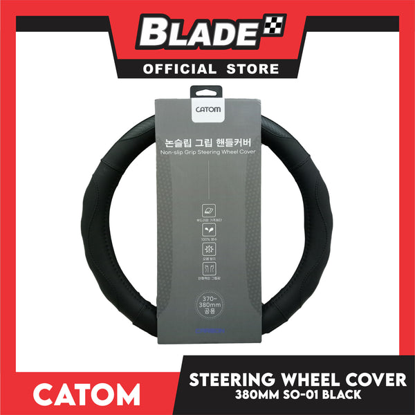 Catom Non-slip Grip Steering Wheel Cover Carbon 370-380mm SO-01 (Black)