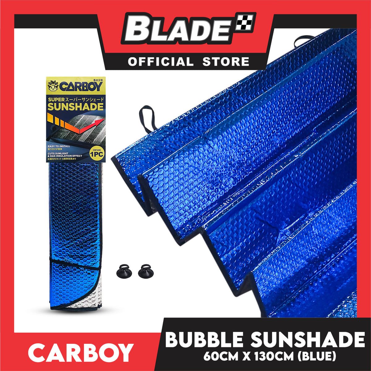 Carboy Bubble Type Sunshade (Blue) Universal for Toyota, Mitsubishi, Honda, Hyundai, Ford, Nissan, Suzuki, Isuzu, Kia, MG and more