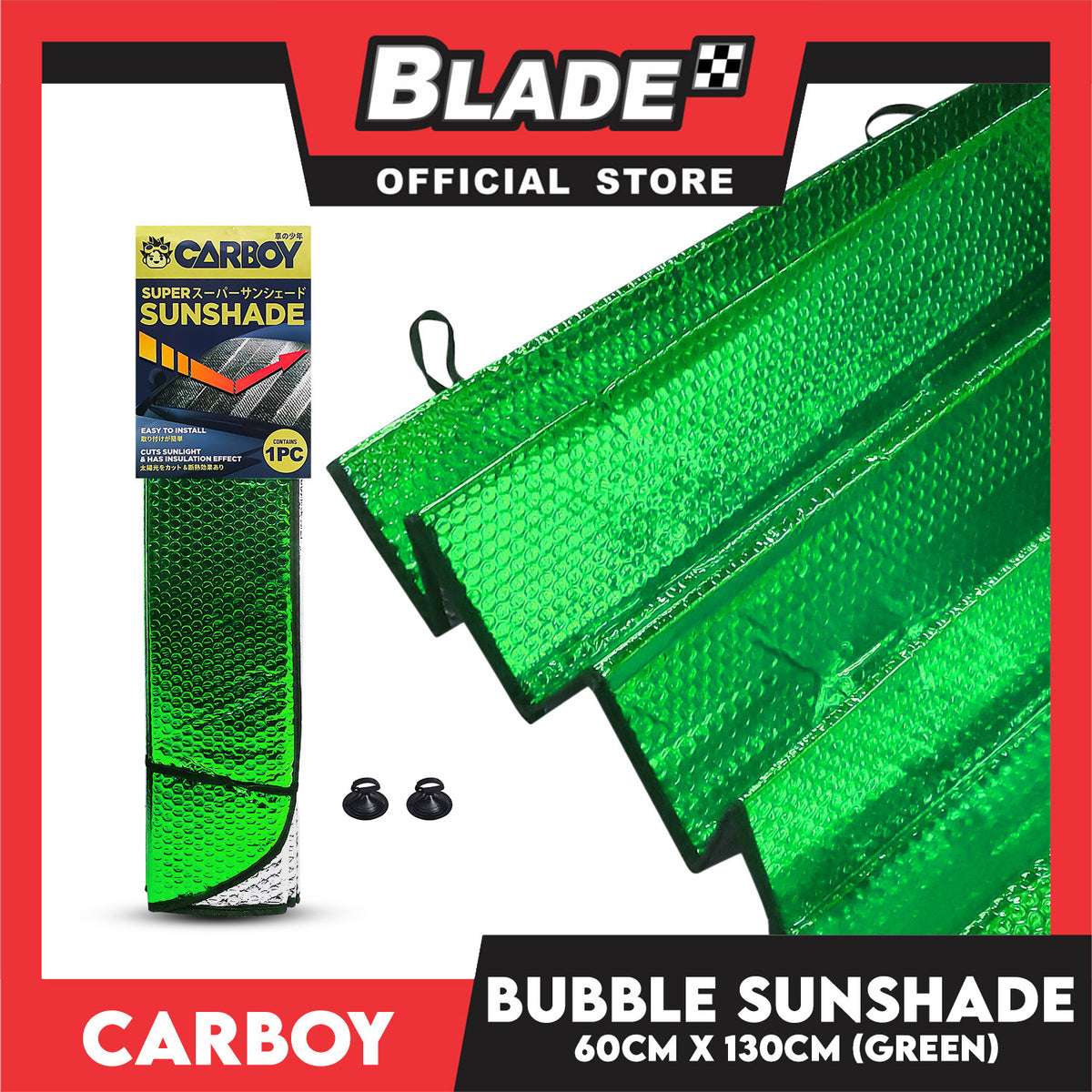 Carboy Bubble Type Sunshade (Green) Universal for Toyota, Mitsubishi, Honda, Hyundai, Ford, Nissan, Suzuki, Isuzu, Kia, MG and more