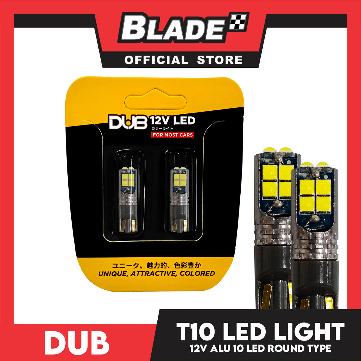 Dub Automotive Car LED Light T10 12V Round Type 10 LED  Aluminum