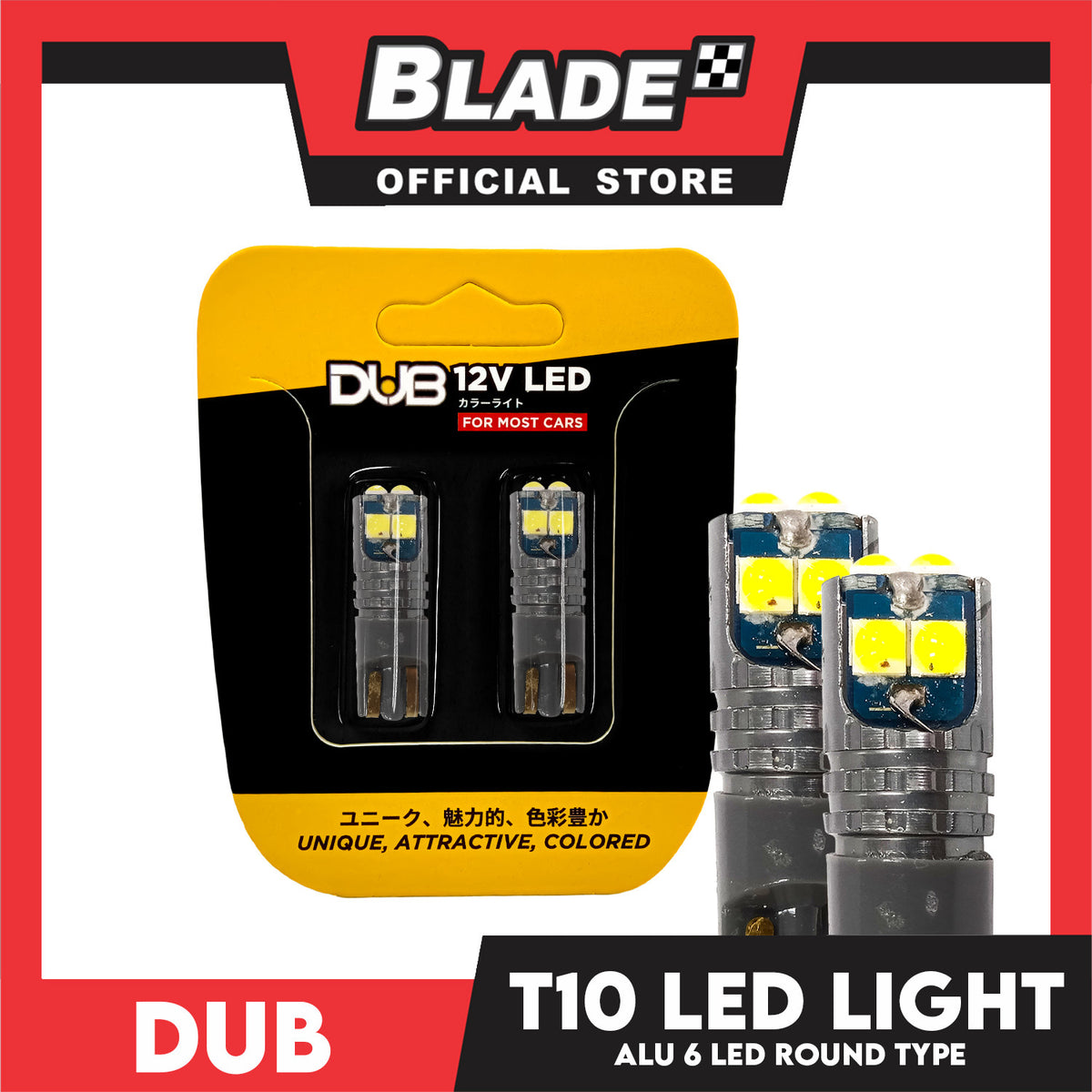 Dub Automotive Car LED Light T10 12V Round Type 6 LED  Aluminum