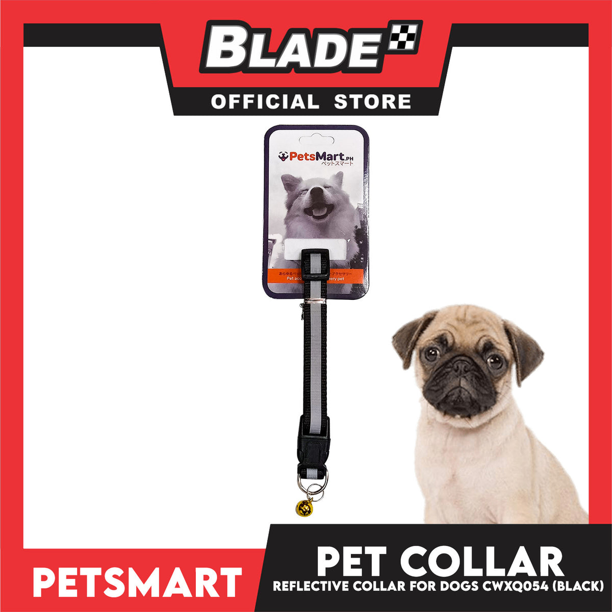 Pet Collar Reflective For Dogs (Black) with Bell CWXQ054