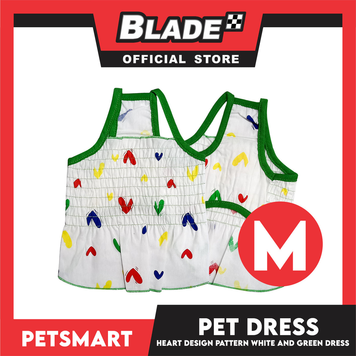 Pet Dress Heart Designs Green Piping Medium Size (CWYF1629) Clothes for cats and dogs