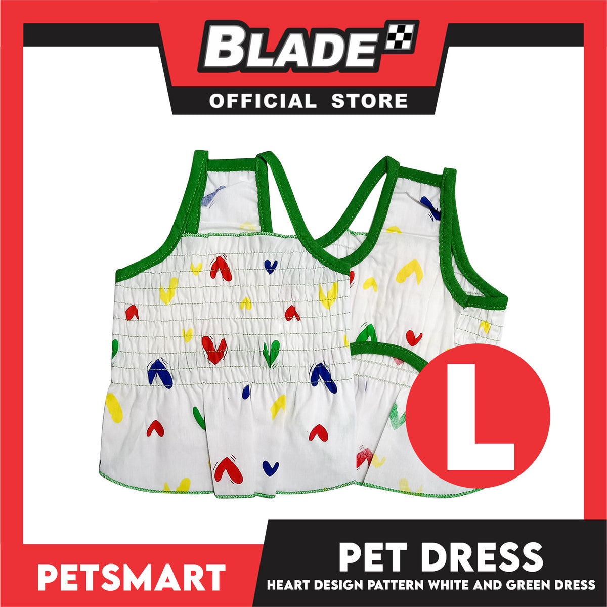 Pet Dress Heart Designs Green Piping Large Size (CWYF1629) Clothes for cats and dogs