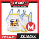 Pet Sando White Vacation Design Blue/Yellow Piping Medium Size (CWYF1868) Clothes for cats and dogs