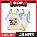 Pet Sando White Vacation Design Blue/Yellow Piping Medium Size (CWYF1868) Clothes for cats and dogs