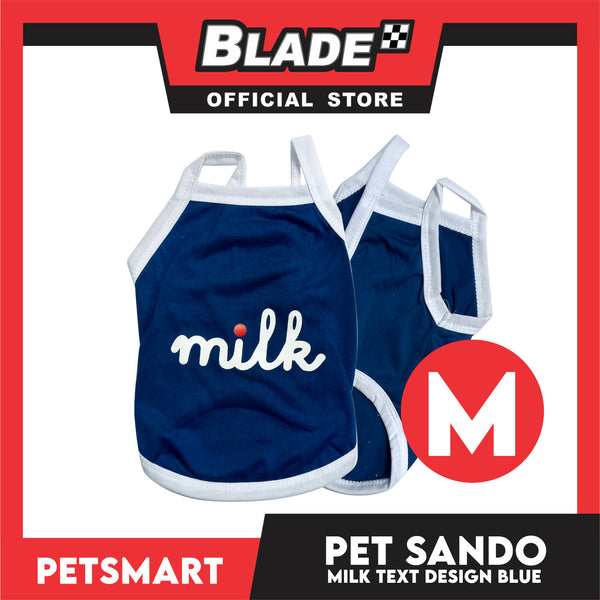 Pet Sando Blue Milk Text Print Medium Size (CWYF1915) for cats and dogs