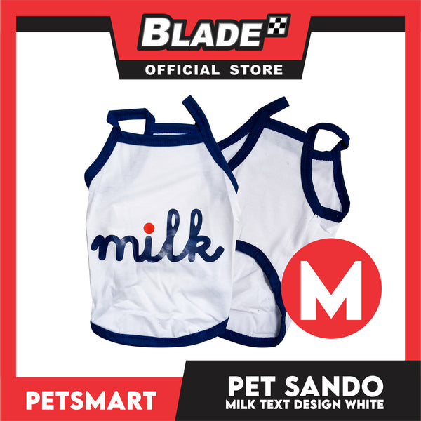 Pet Sando White Milk Text Print Medium Size (CWYF1915) for cats and dogs