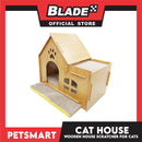 Wooden Cat House with Scratching Cardboard Cat Pad Scratcher MZB064 easy to assemble