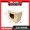 Wooden Cat House with Scratching Cardboard Cat Pad Scratcher MZB0059 easy to assemble