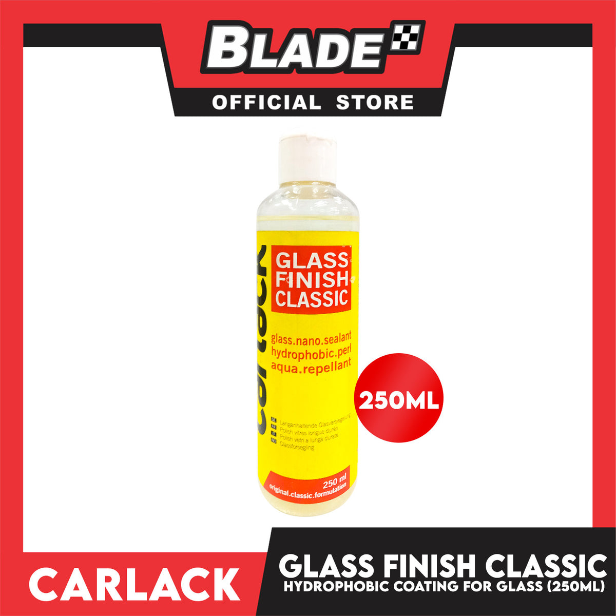 Carlack Glass Finish Classic 250ml Hydrophobic Coating for Glass Surfaces