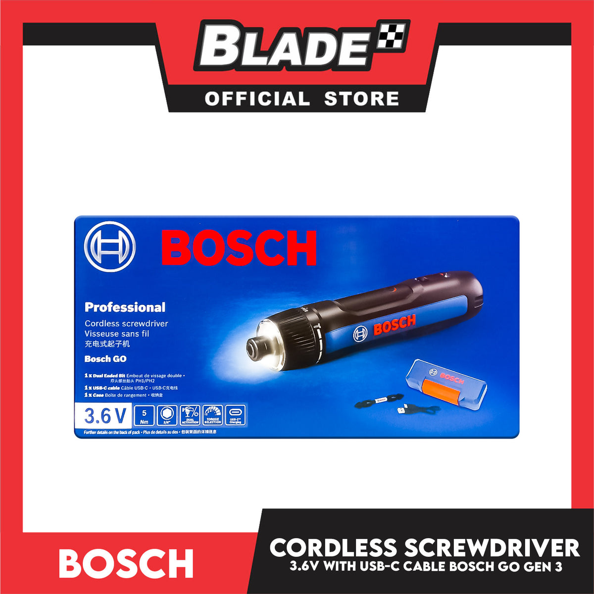 Bosch Go Professional Cordless Screwdriver 3.6V