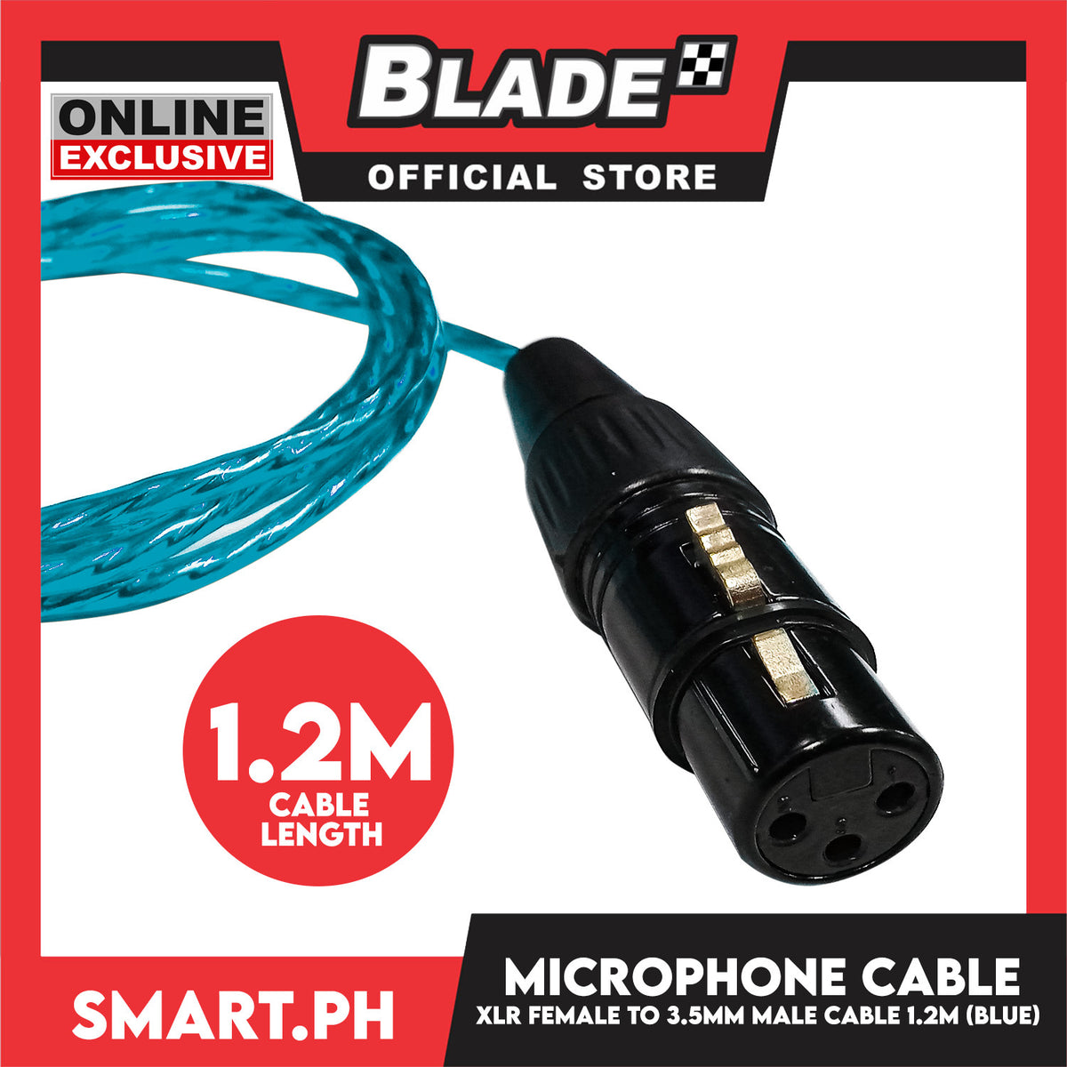 XLR Female to 3.5mm Male Audio Cable 1.2 meters (Blue)